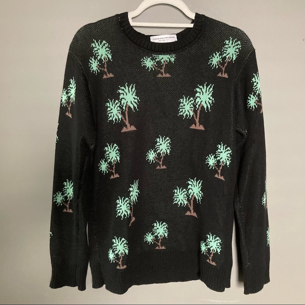 Child of the Universe Anthropologie cotton palm tree sweater graphics beach